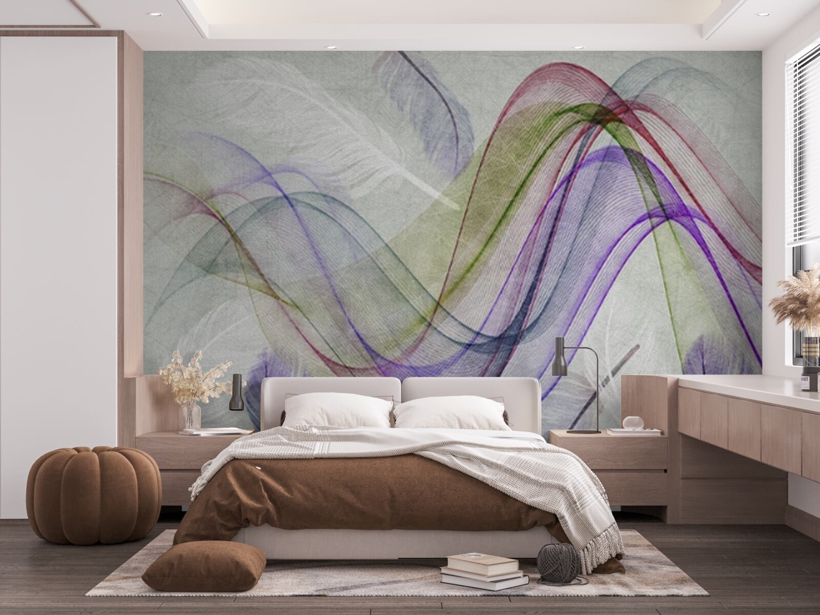 Papier peint lignes colorées abstraites