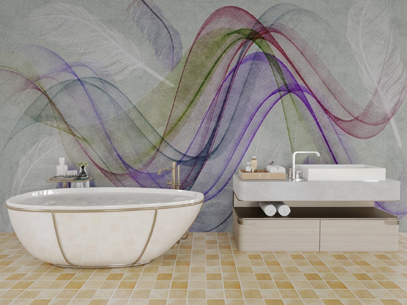 Papier peint lignes colorées abstraites