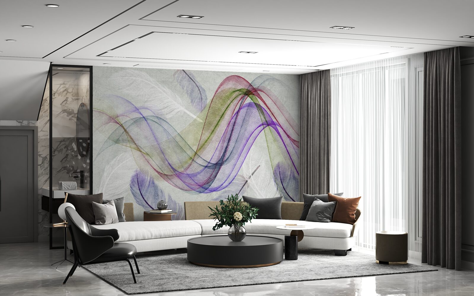 Papier peint lignes colorées abstraites