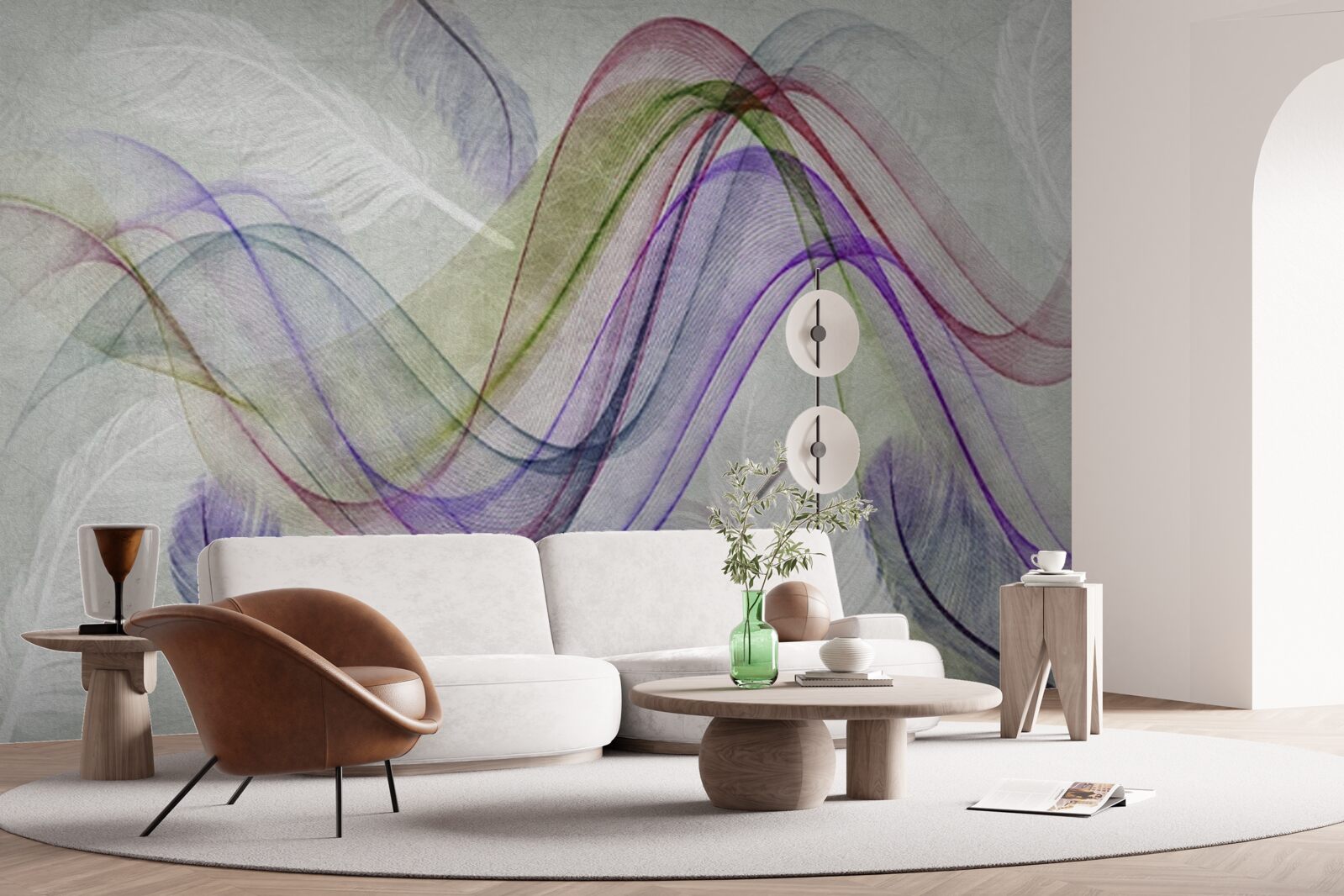 Papier peint lignes colorées abstraites