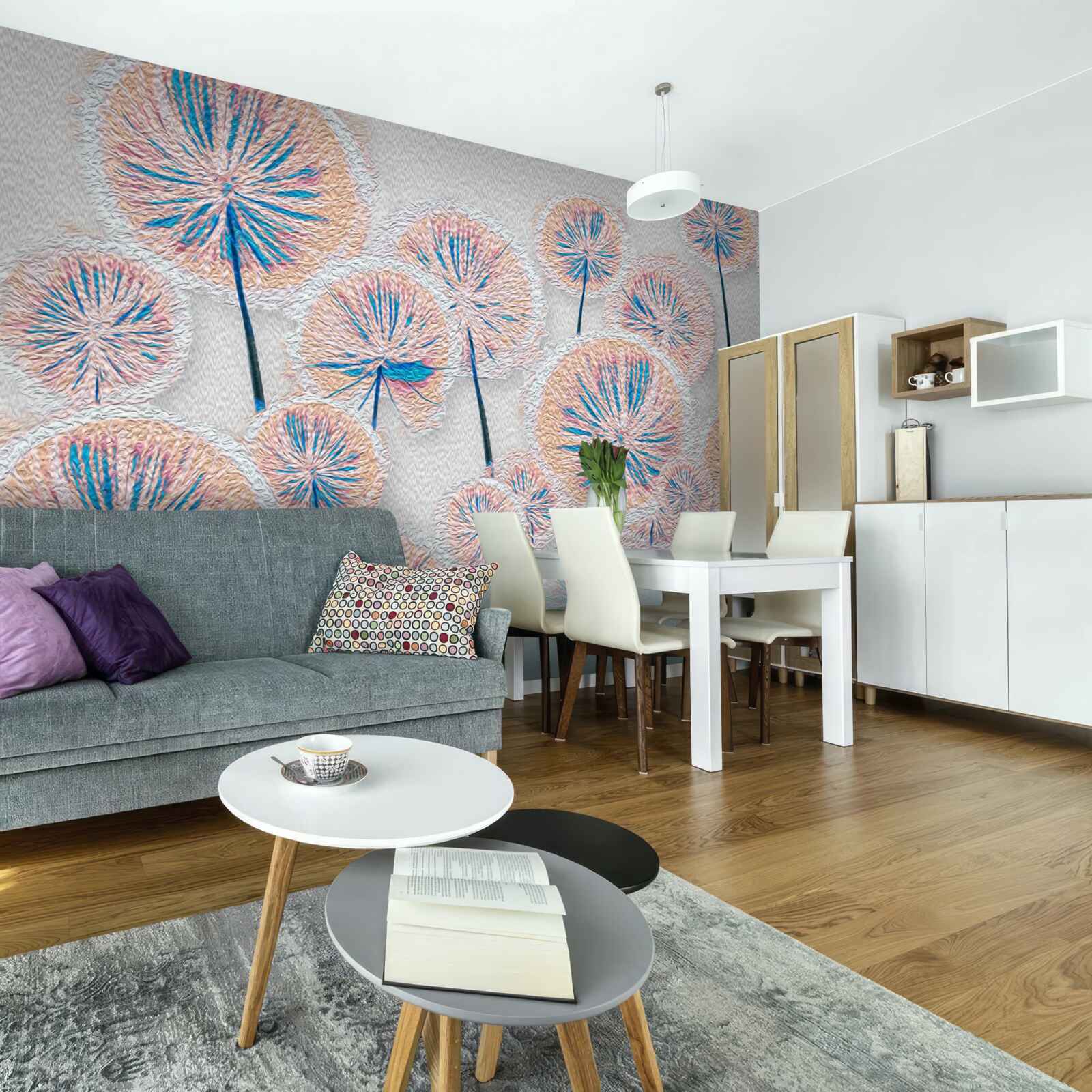 Papier peint pissenlit en pleine floraison