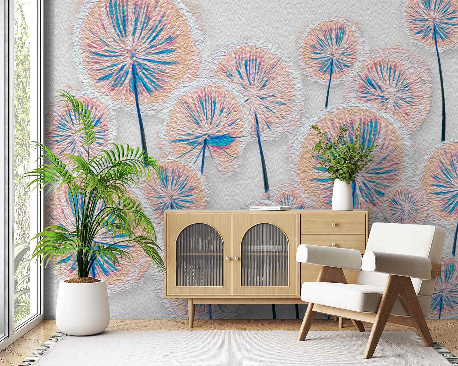 Papier peint pissenlit en pleine floraison