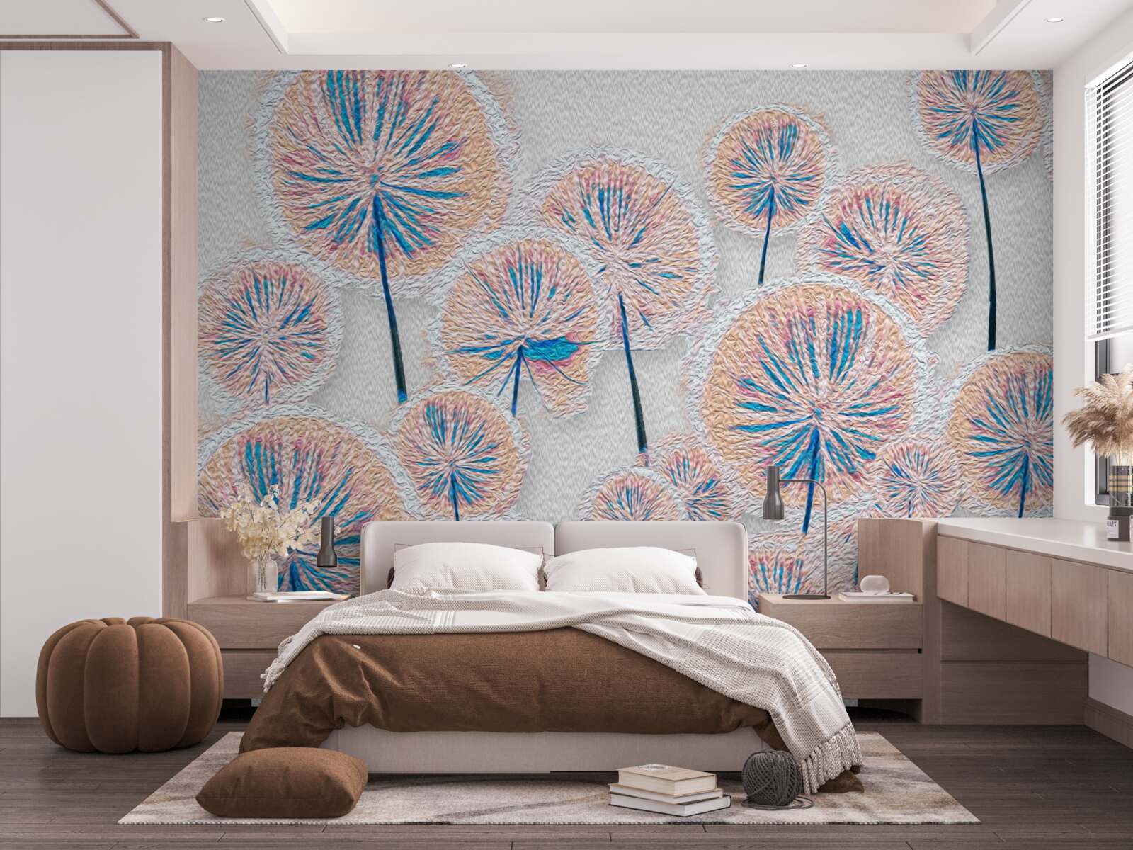 Papier peint pissenlit en pleine floraison