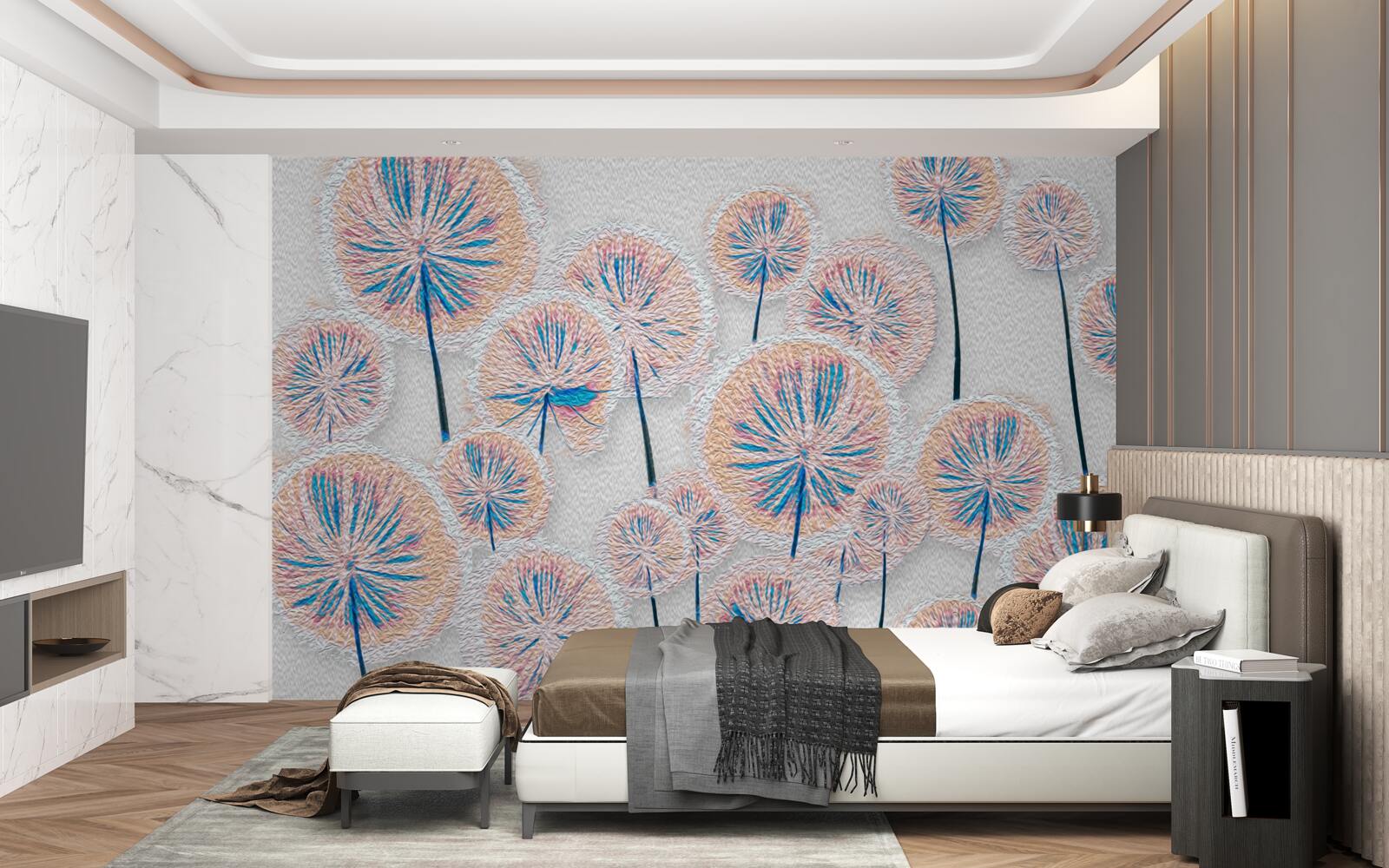 Papier peint pissenlit en pleine floraison