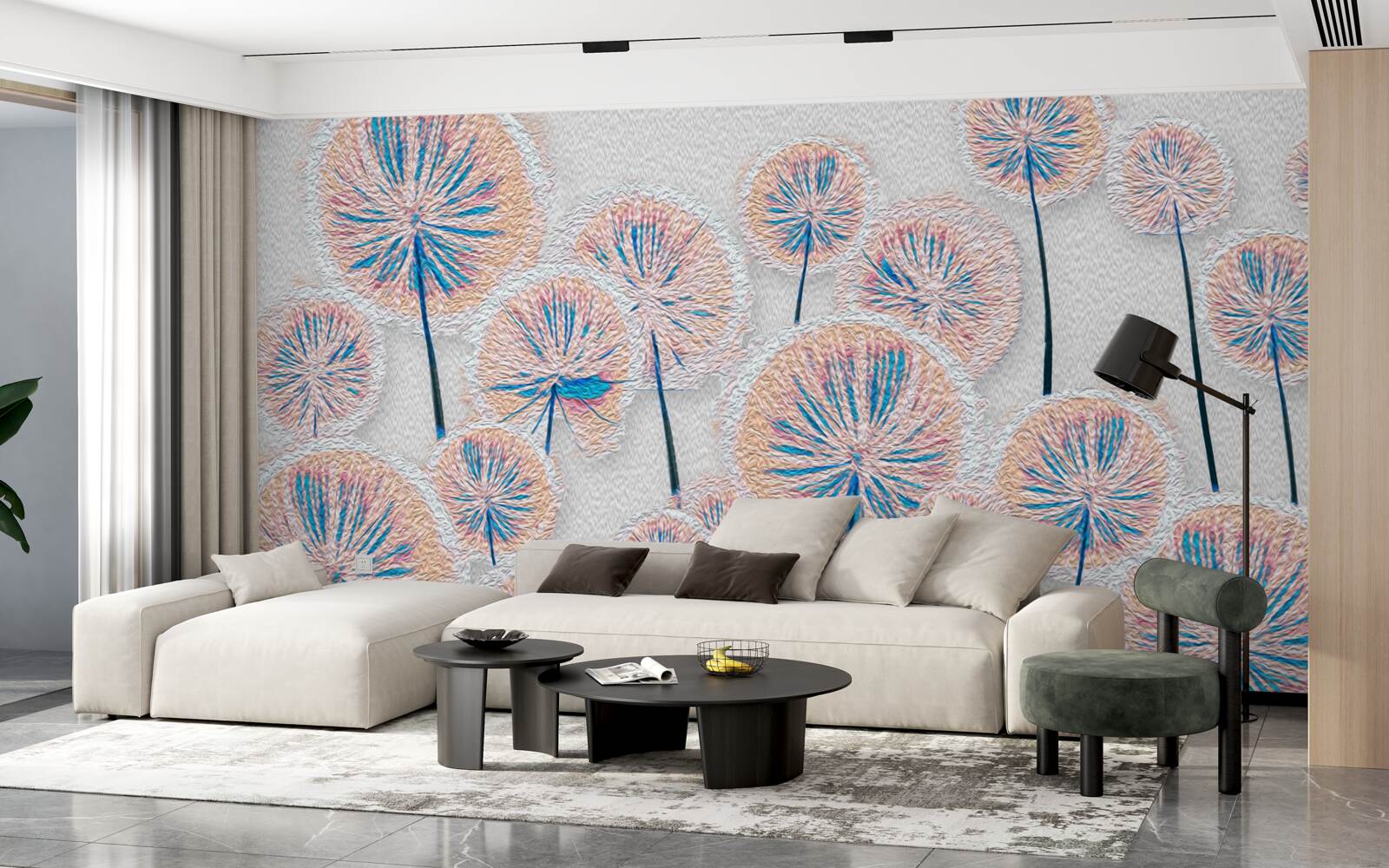 Papier peint pissenlit en pleine floraison