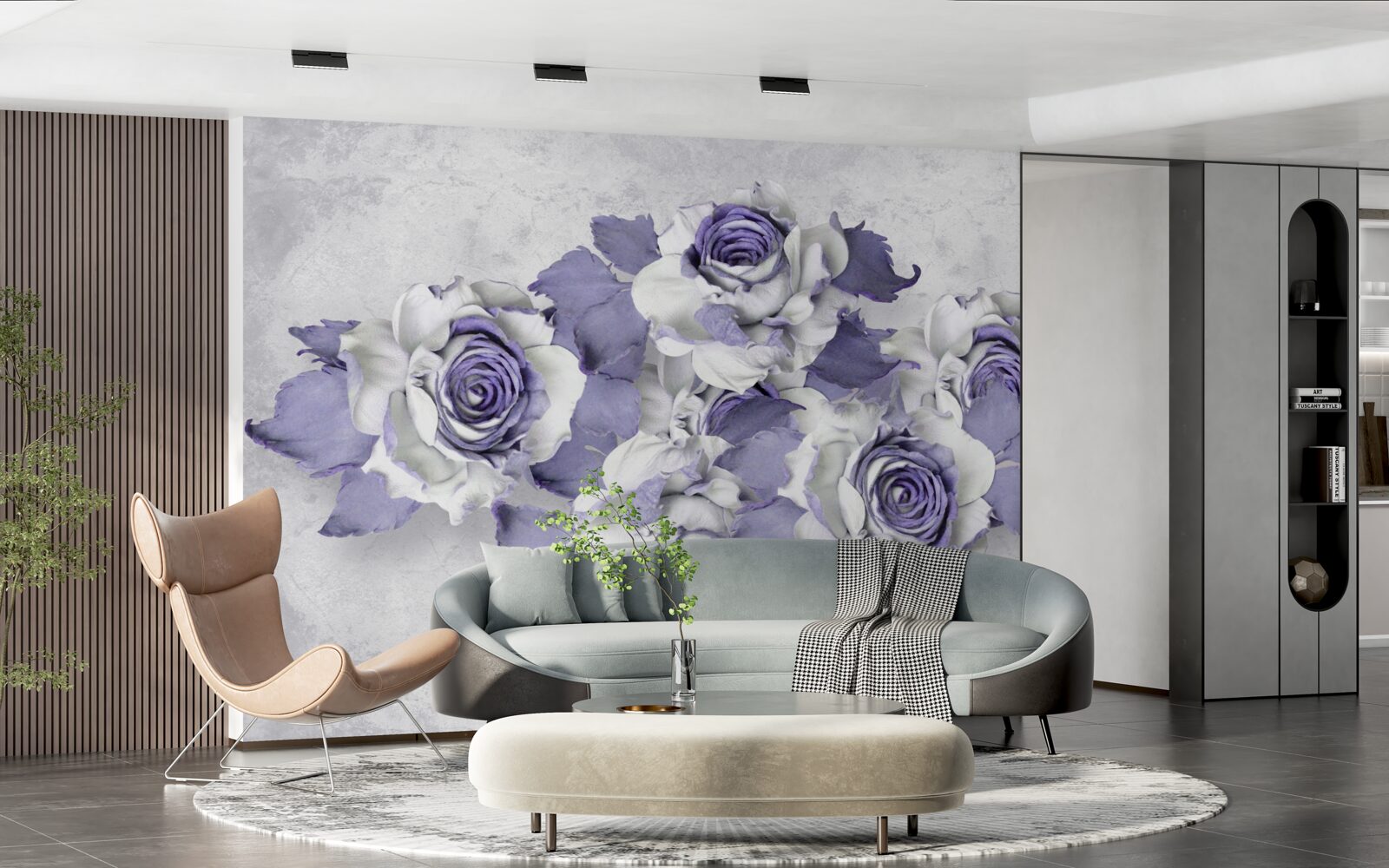 Papier peint Bouquet exquis de roses dans une délicate teinte lilas