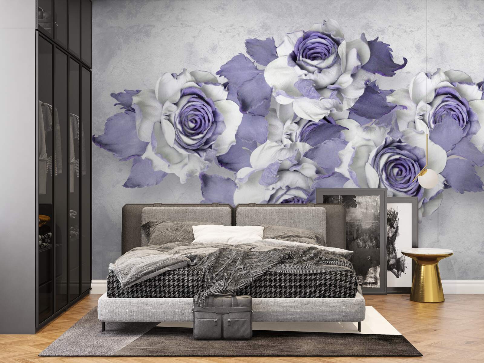 Papier peint Bouquet exquis de roses dans une délicate teinte lilas