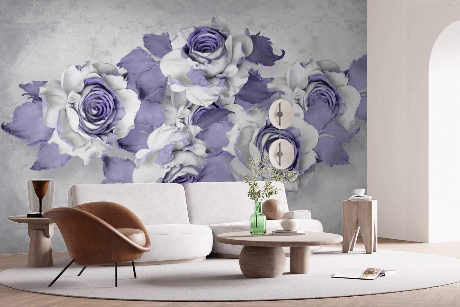 Papier peint Bouquet exquis de roses dans une délicate teinte lilas