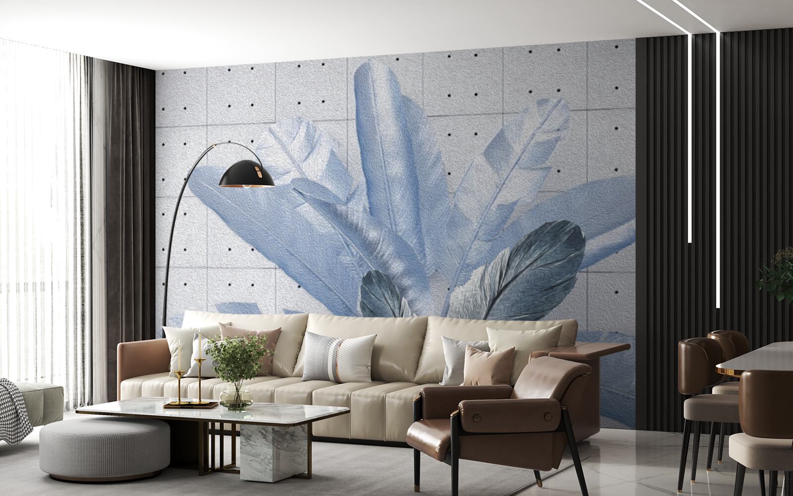 Papier peint les formes des différentes plumes