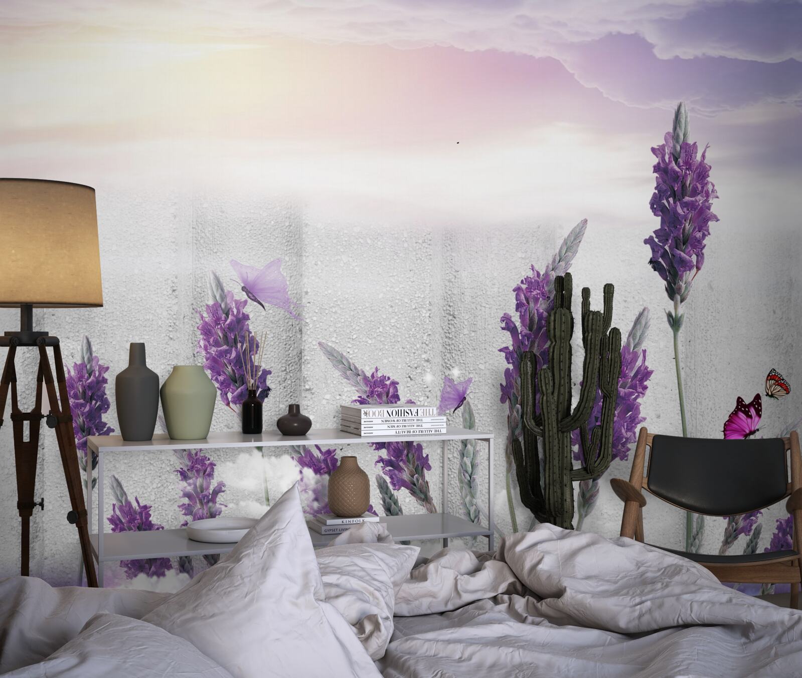 Papier peint fond céleste avec des nuances abstraites de lavande