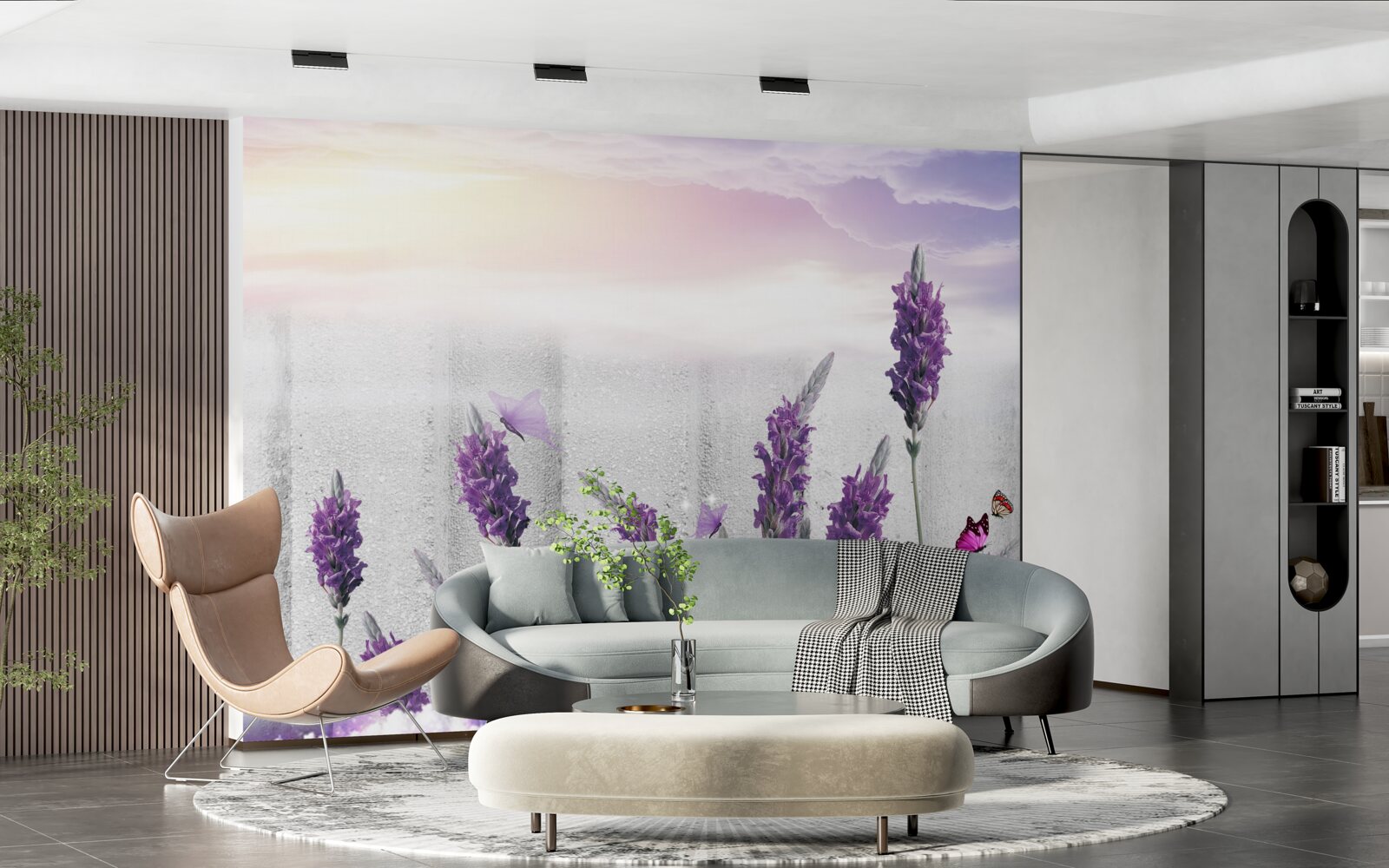 Papier peint fond céleste avec des nuances abstraites de lavande