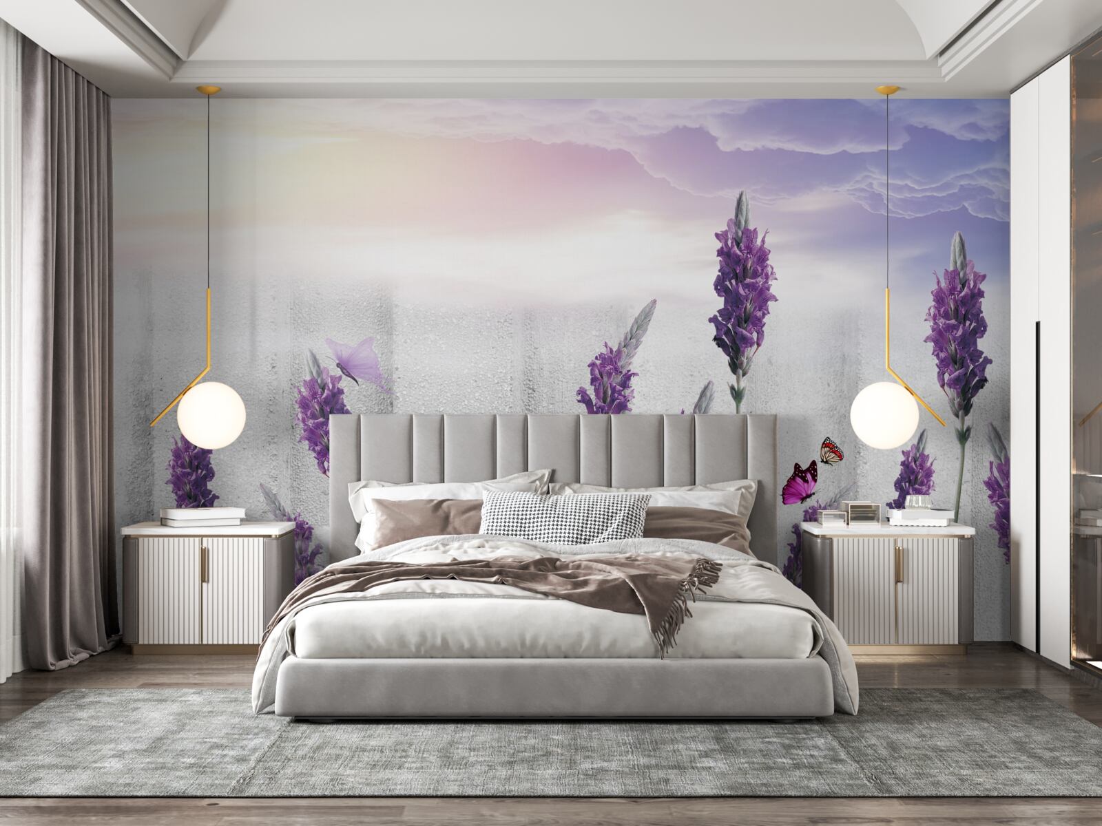 Papier peint fond céleste avec des nuances abstraites de lavande