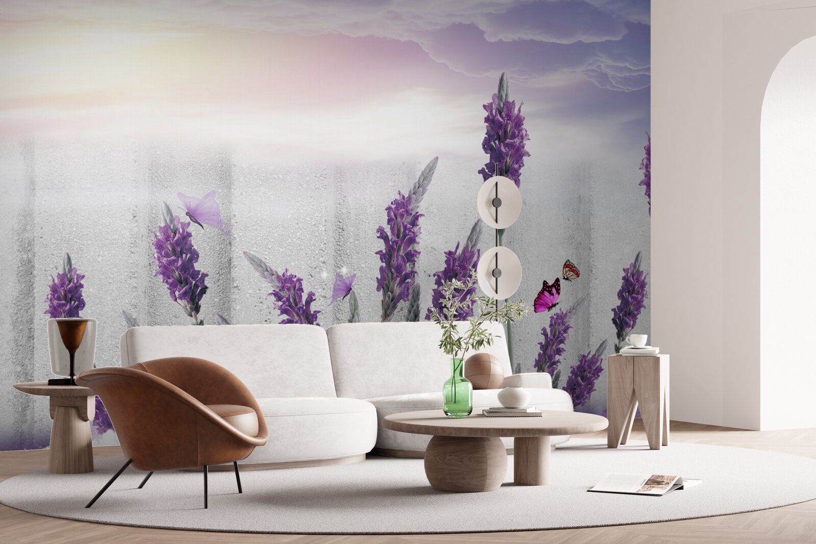 Papier peint fond céleste avec des nuances abstraites de lavande