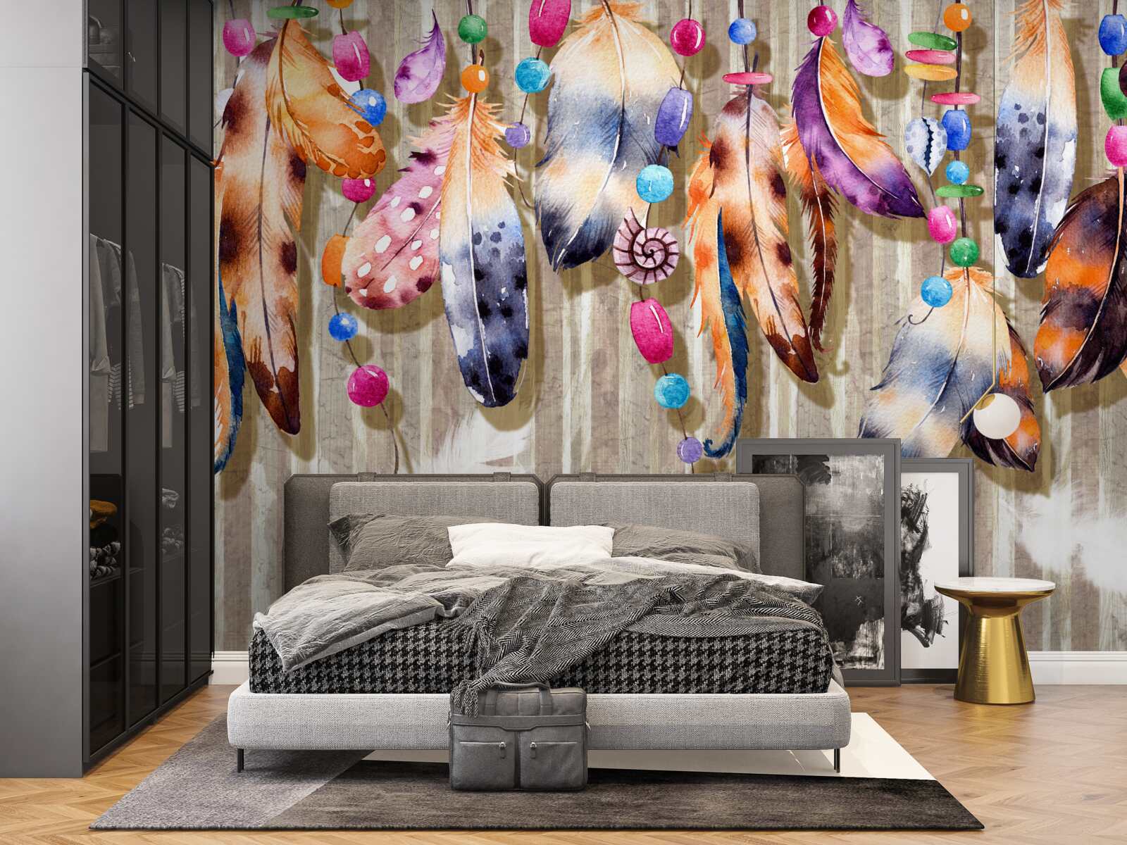 Papier peint plumes inhabituelles de différentes couleurs