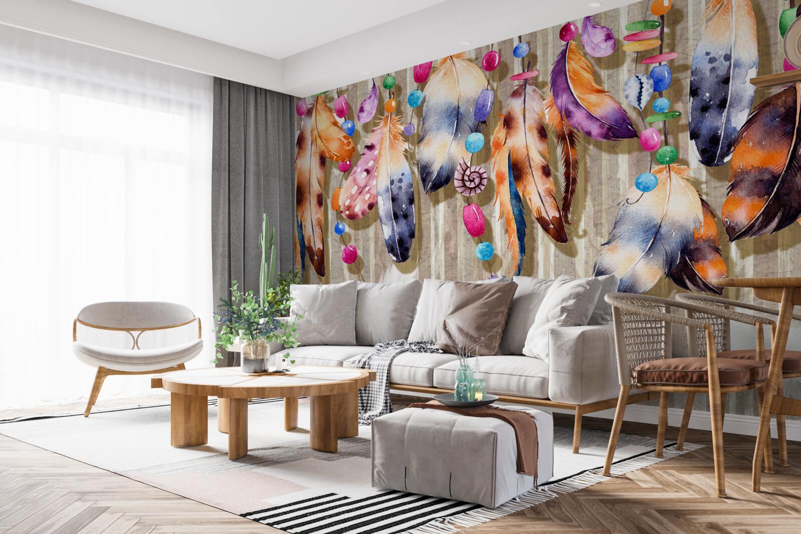 Papier peint plumes inhabituelles de différentes couleurs