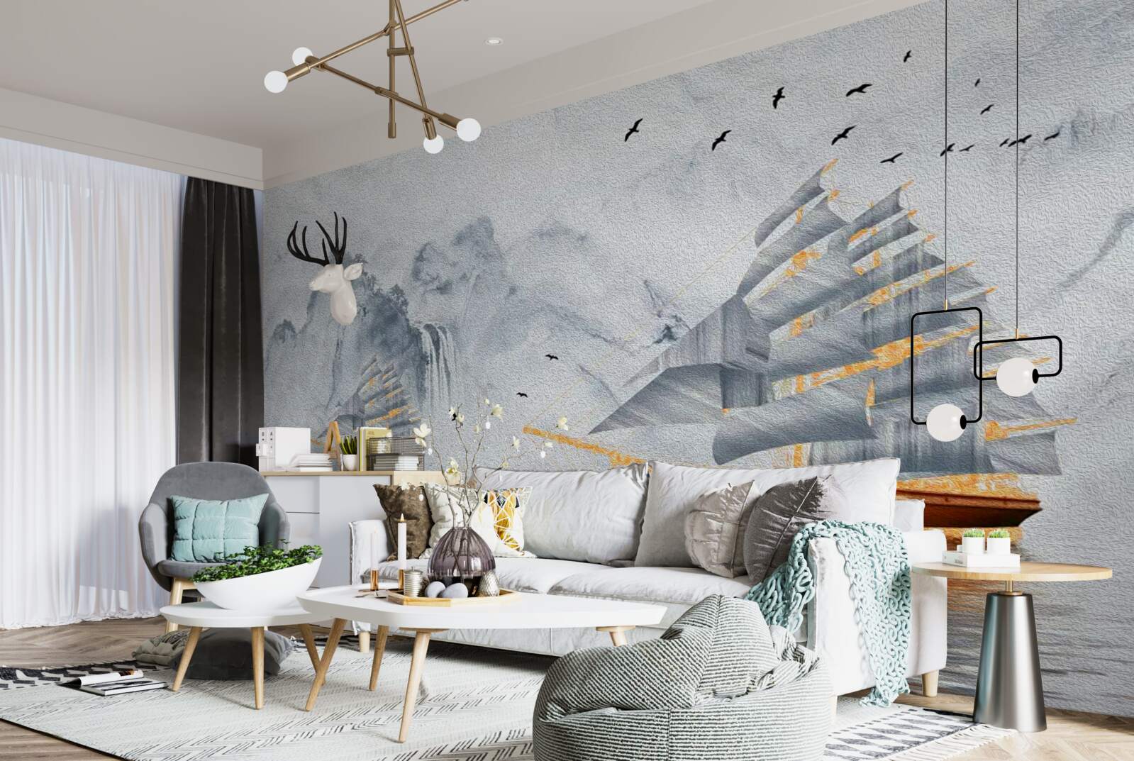 Papier peint un bateau pittoresque sort du port