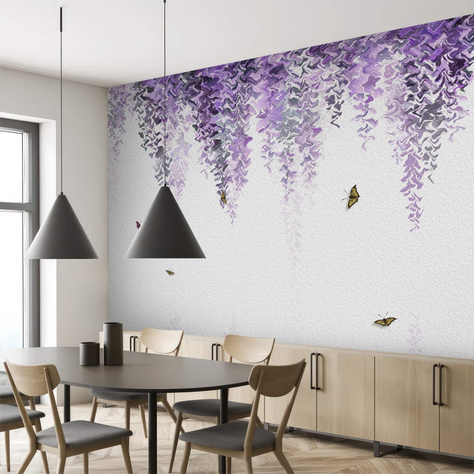 Papier peint reflet de fleurs de lilas dans l'eau