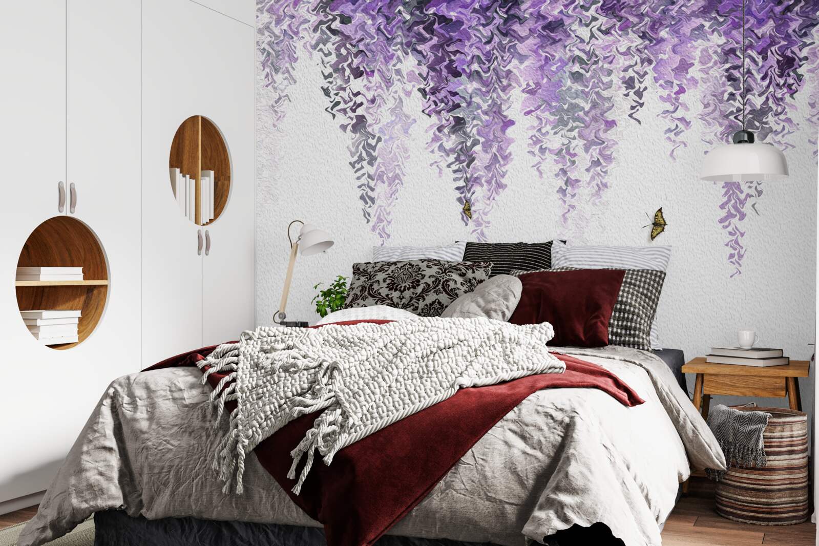 Papier peint reflet de fleurs de lilas dans l'eau