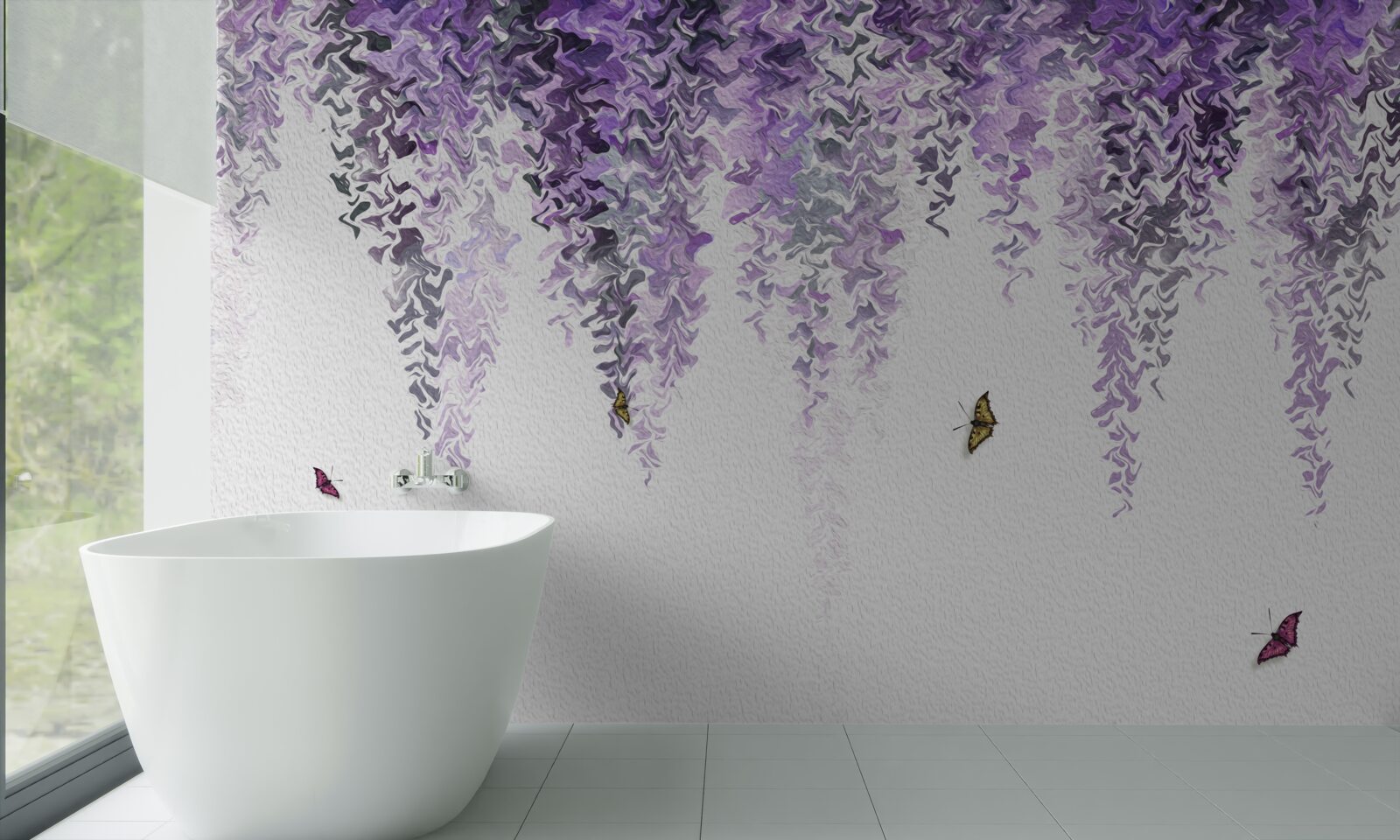Papier peint reflet de fleurs de lilas dans l'eau