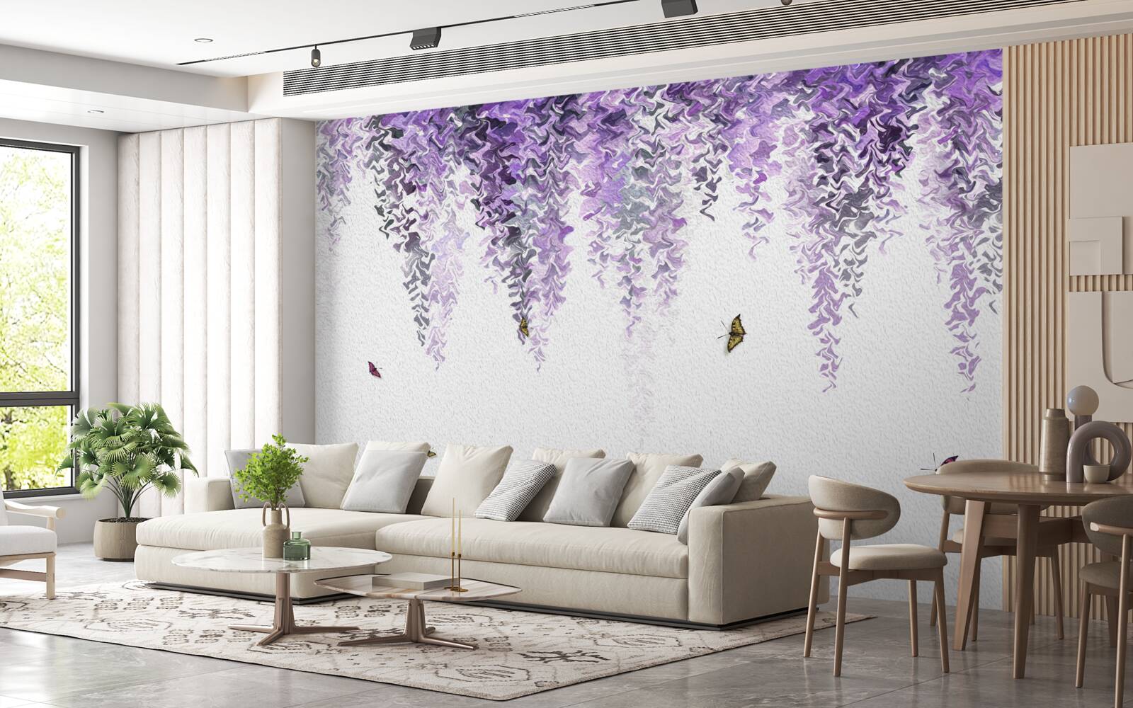 Papier peint reflet de fleurs de lilas dans l'eau