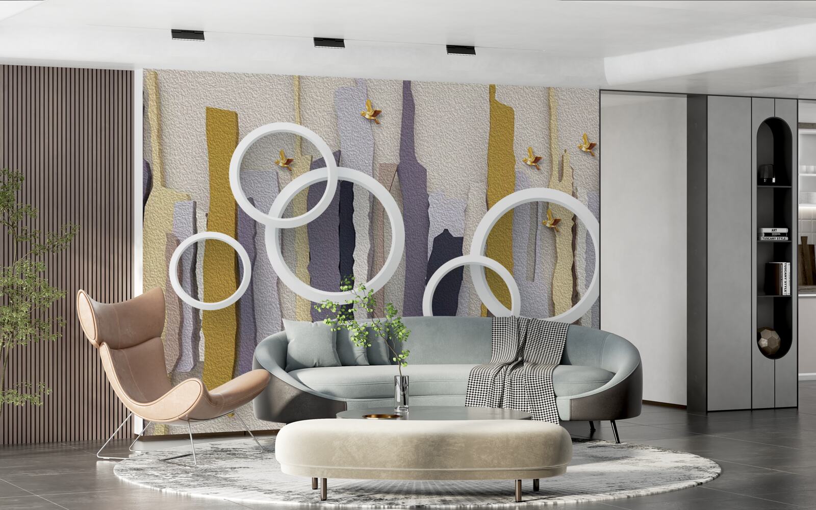 Papier peint Fond abstrait avec des cercles blancs