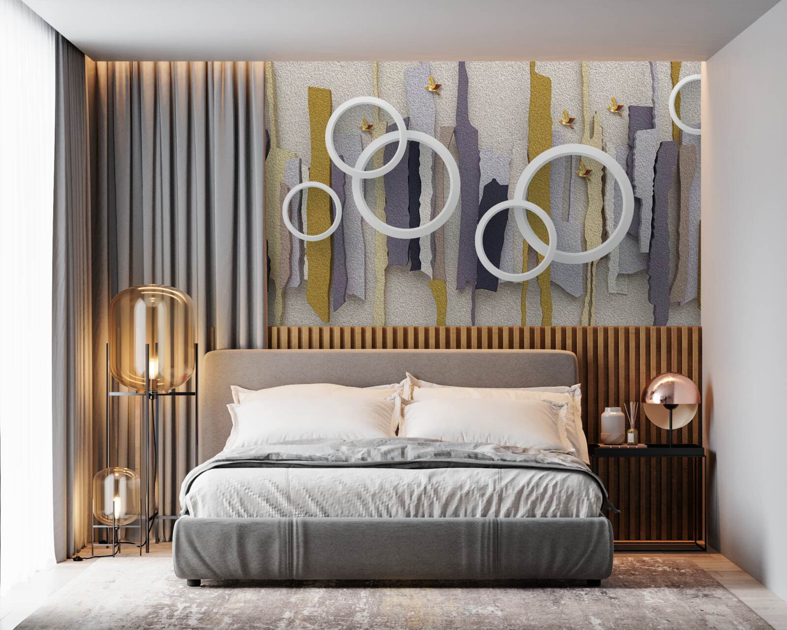 Papier peint Fond abstrait avec des cercles blancs