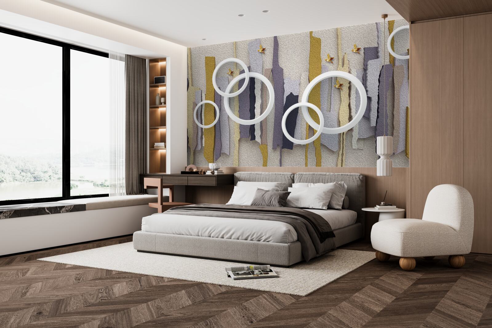 Papier peint Fond abstrait avec des cercles blancs