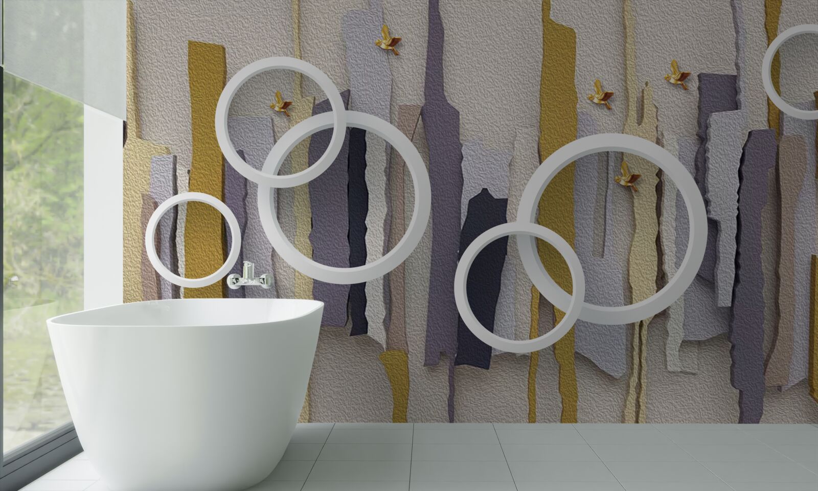 Papier peint Fond abstrait avec des cercles blancs