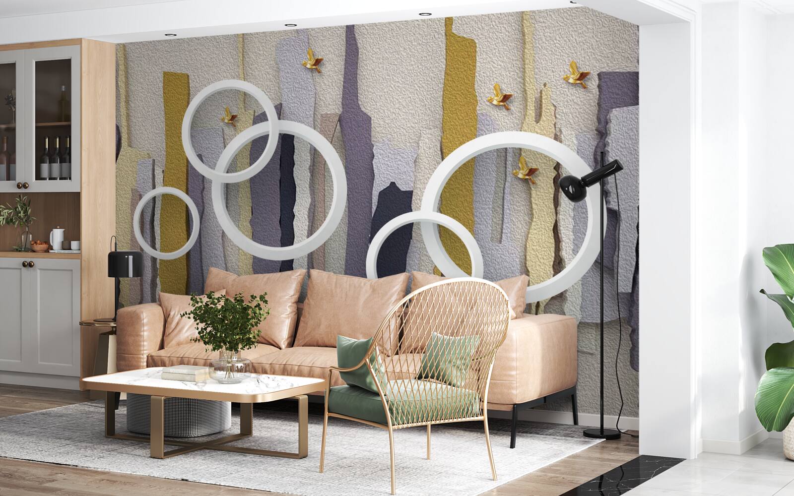 Papier peint Fond abstrait avec des cercles blancs