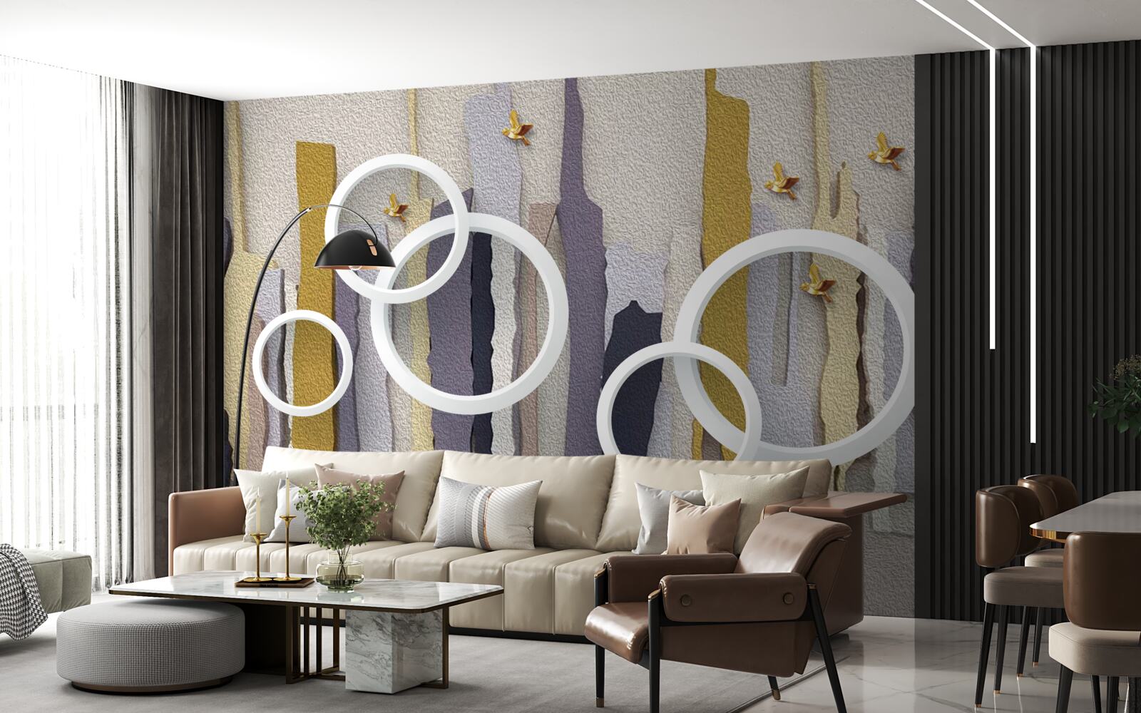 Papier peint Fond abstrait avec des cercles blancs