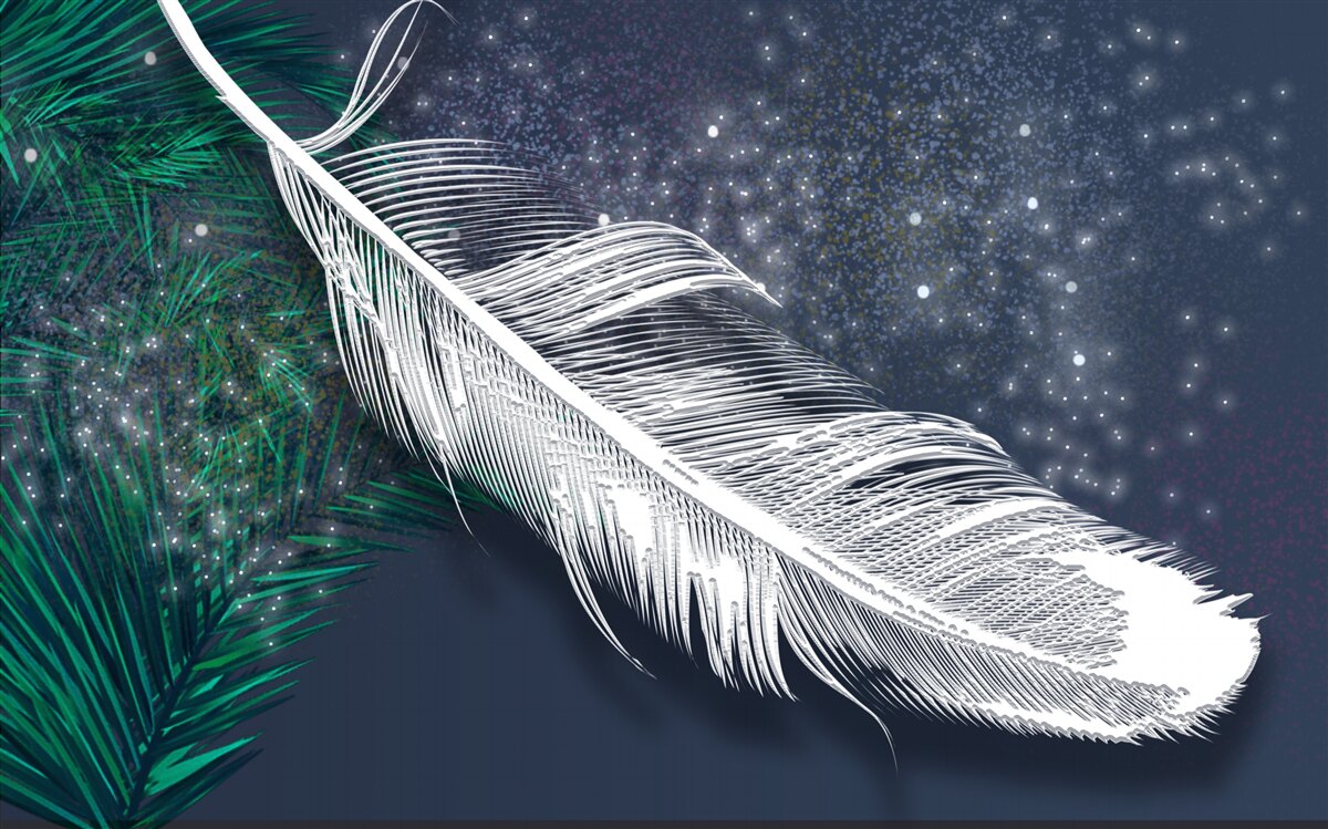 Papier peint plumage volumétrique blanc neige