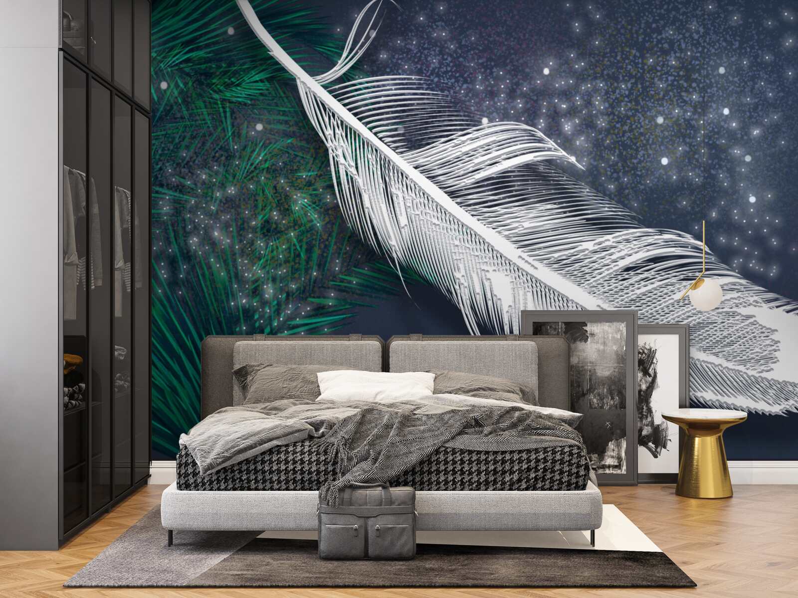 Papier peint plumage volumétrique blanc neige