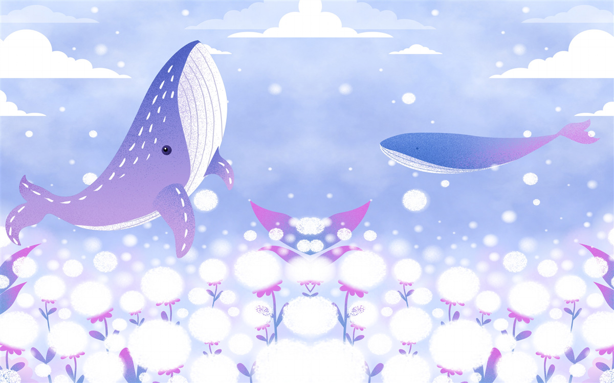 Papier peint un regroupement de baleines au fond de l'océan