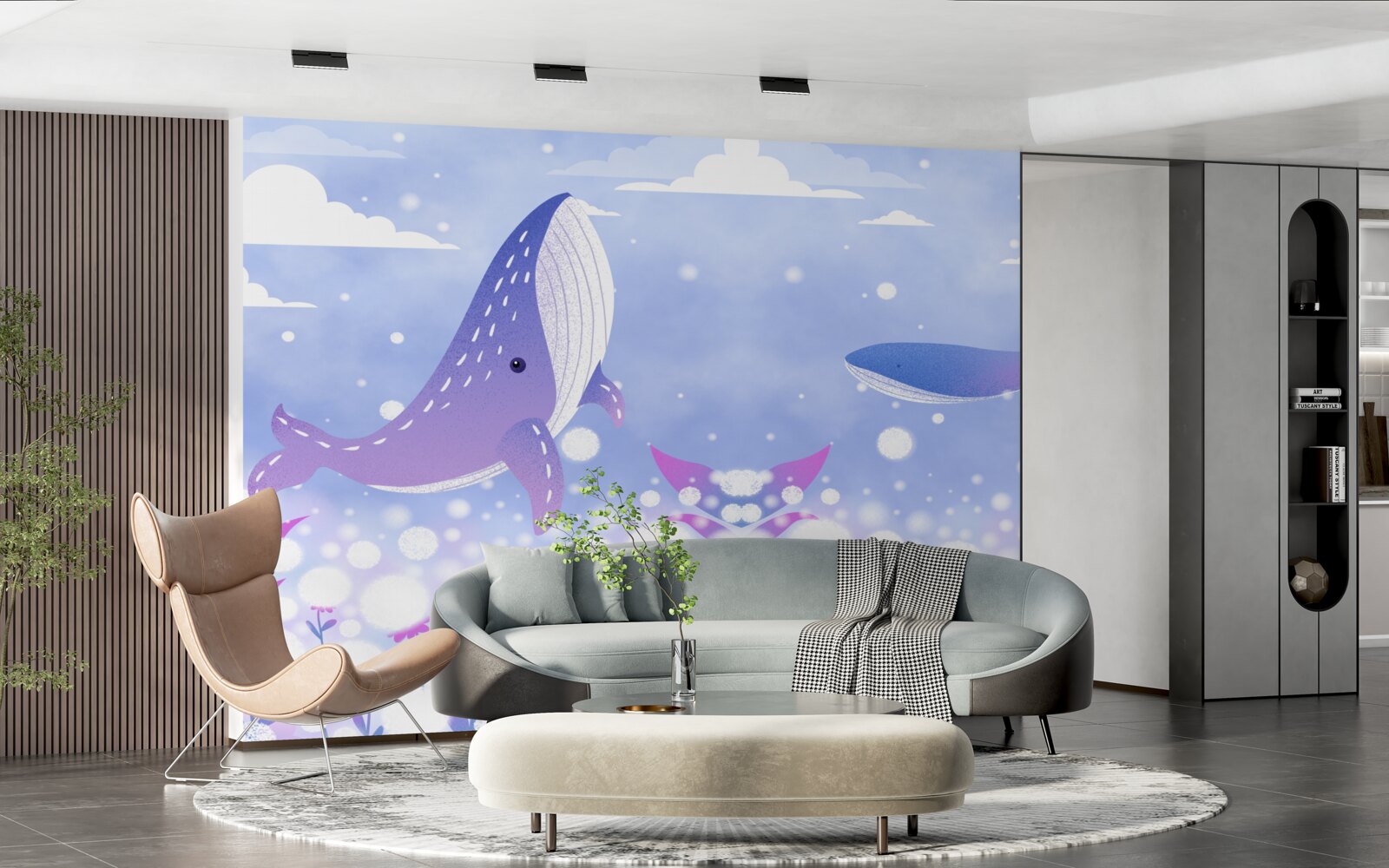 Papier peint un regroupement de baleines au fond de l'océan