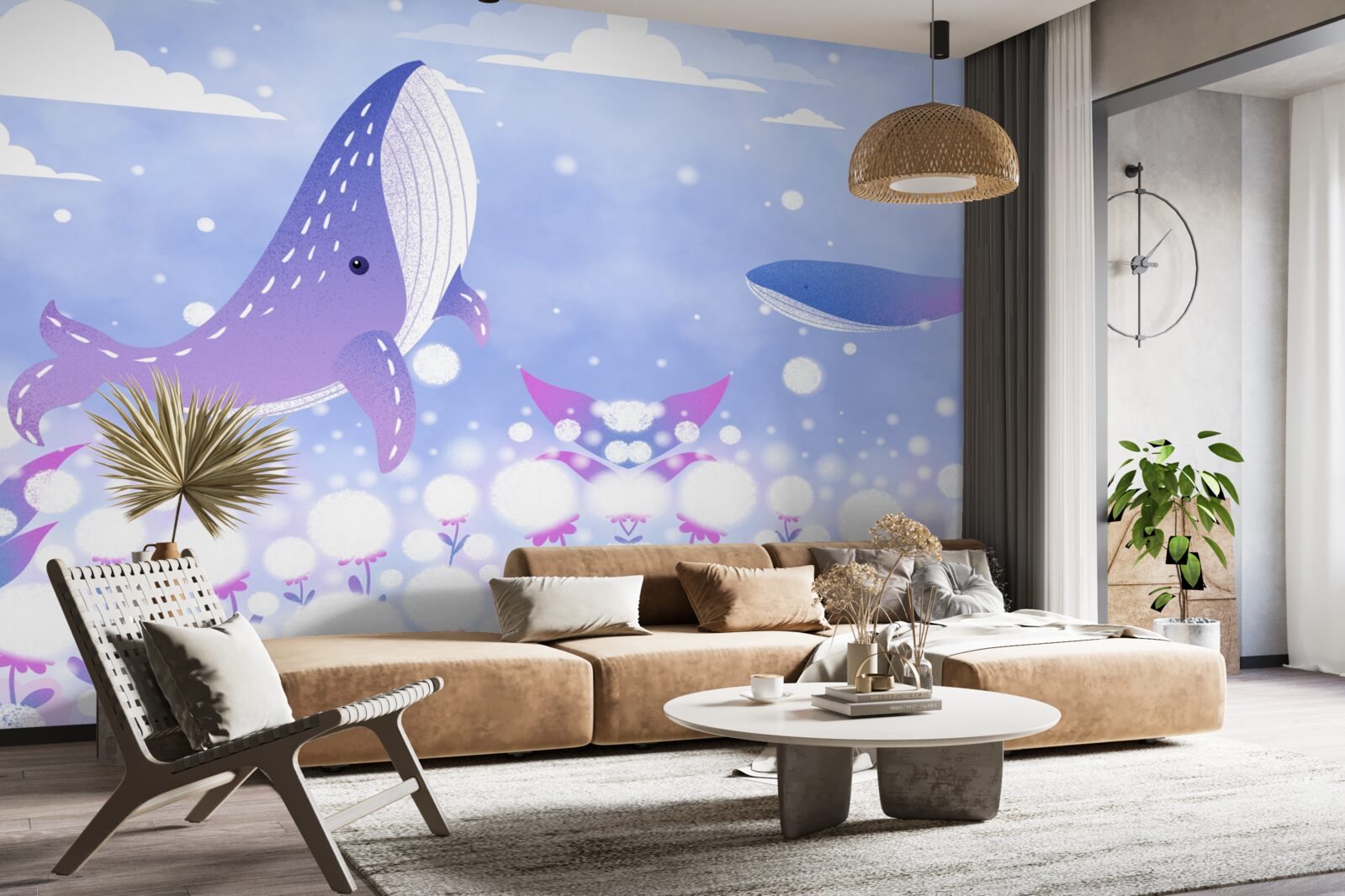 Papier peint un regroupement de baleines au fond de l'océan