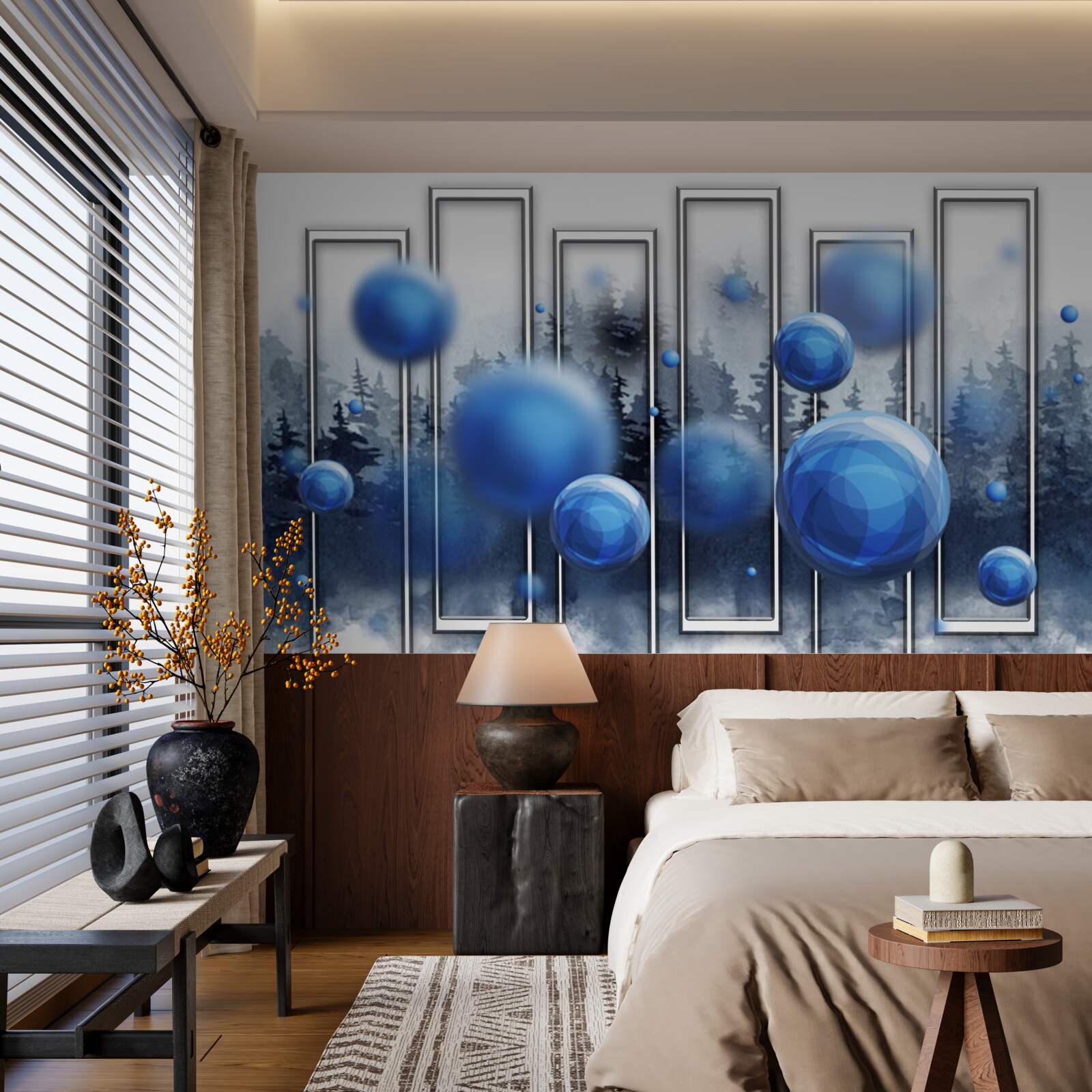 Papier peint la métaphore des gouttes bleues de l'humidité de la pluie