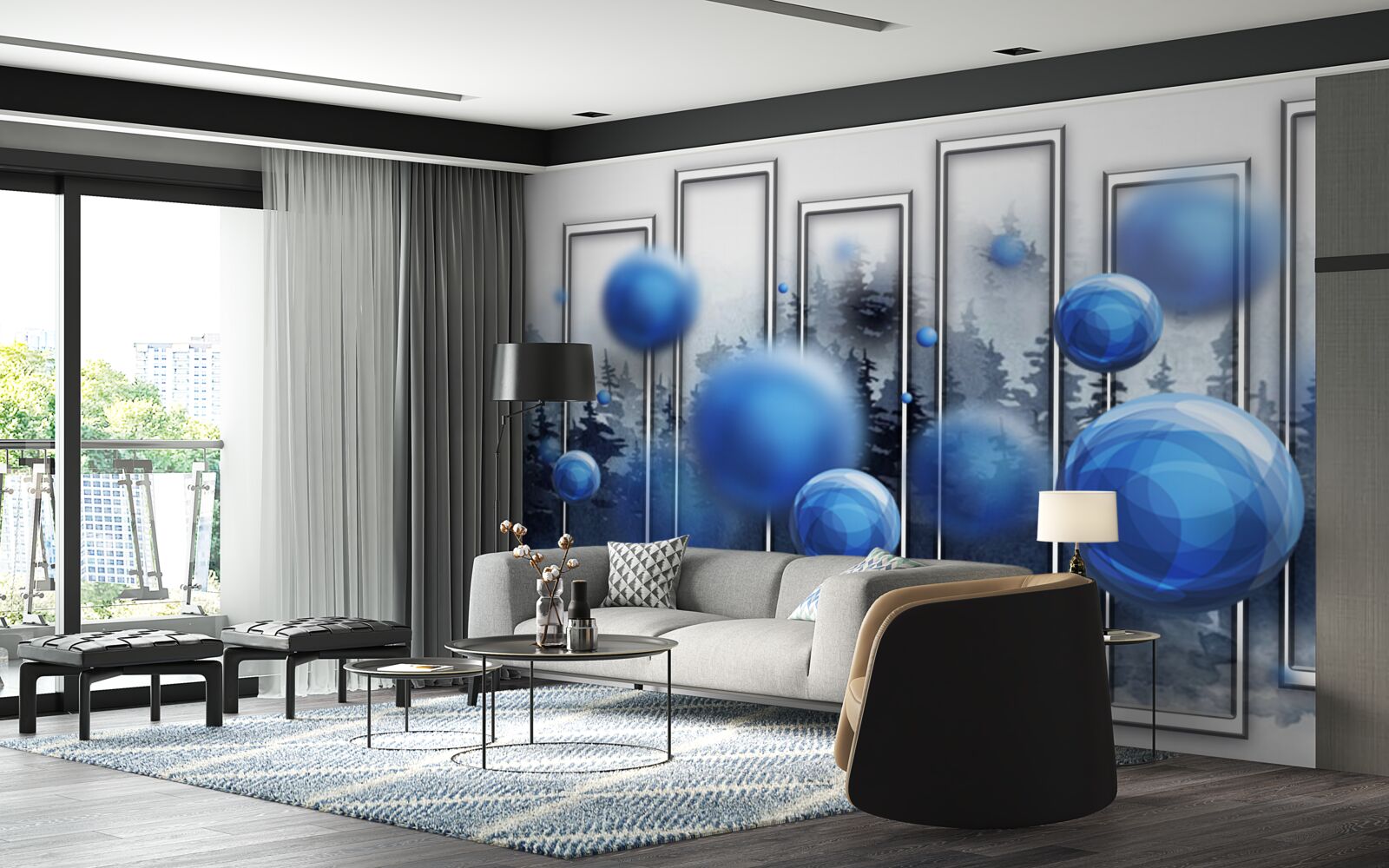 Papier peint la métaphore des gouttes bleues de l'humidité de la pluie