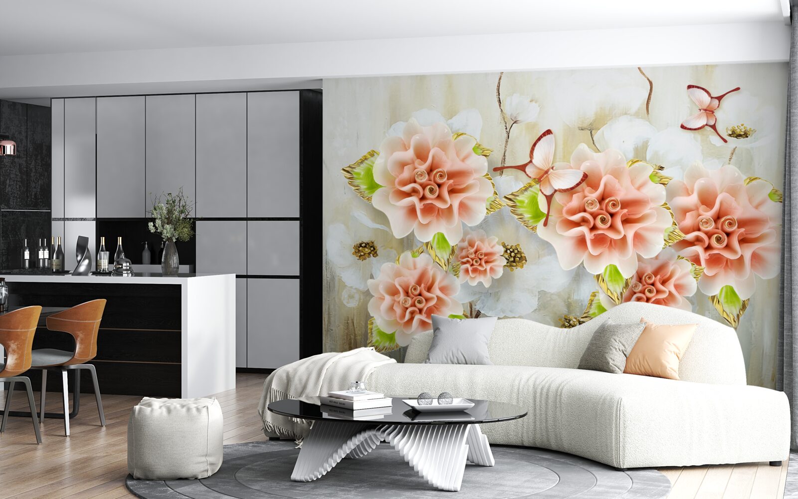 Papier peint le temps des pluies est décoré de fleurs délicates