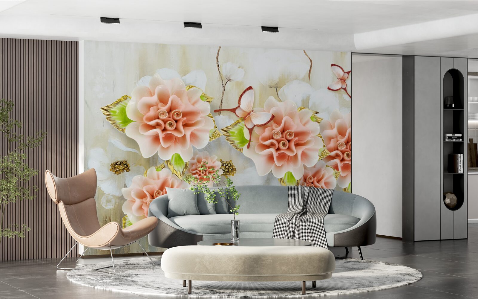 Papier peint le temps des pluies est décoré de fleurs délicates