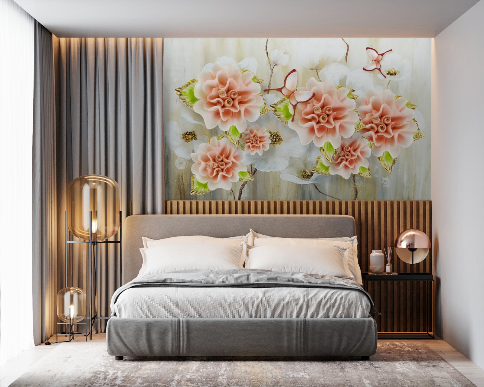 Papier peint le temps des pluies est décoré de fleurs délicates