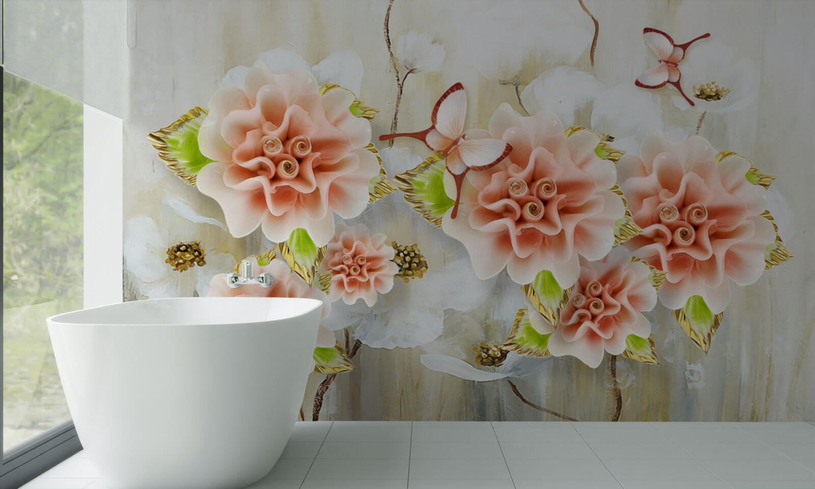 Papier peint le temps des pluies est décoré de fleurs délicates