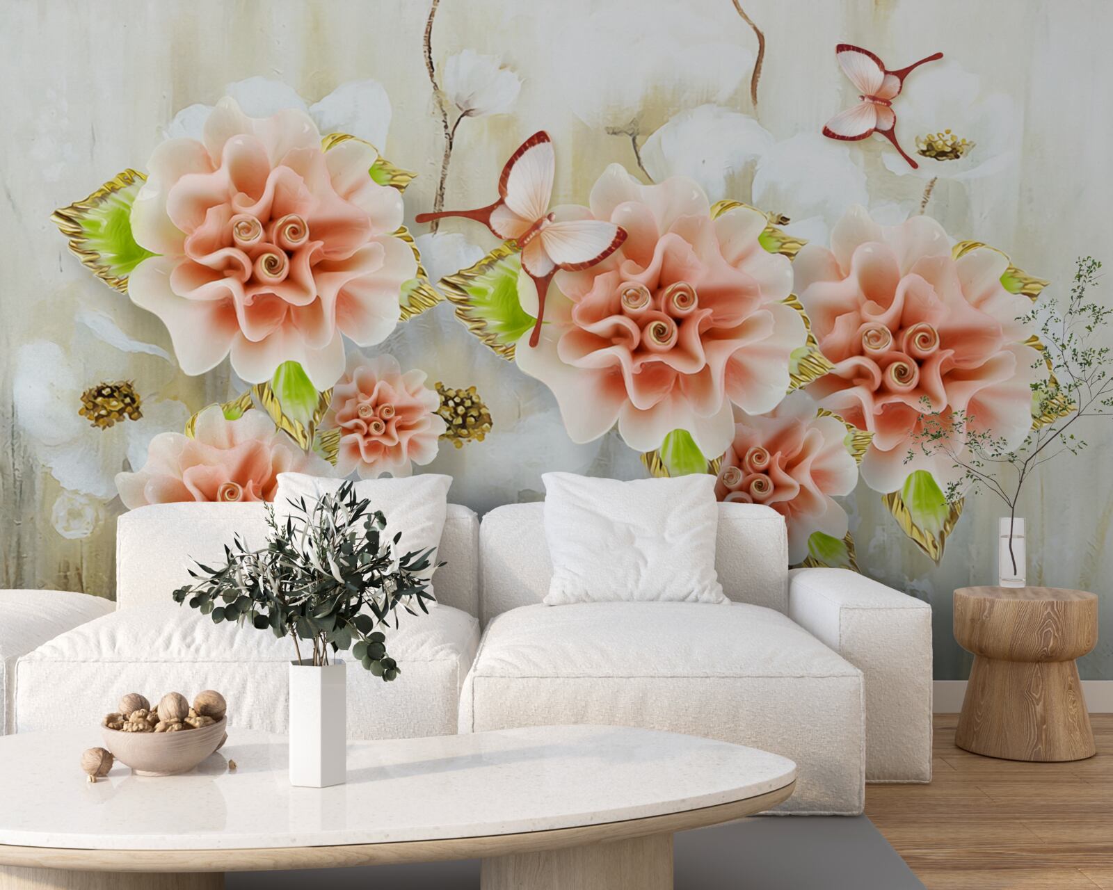 Papier peint le temps des pluies est décoré de fleurs délicates