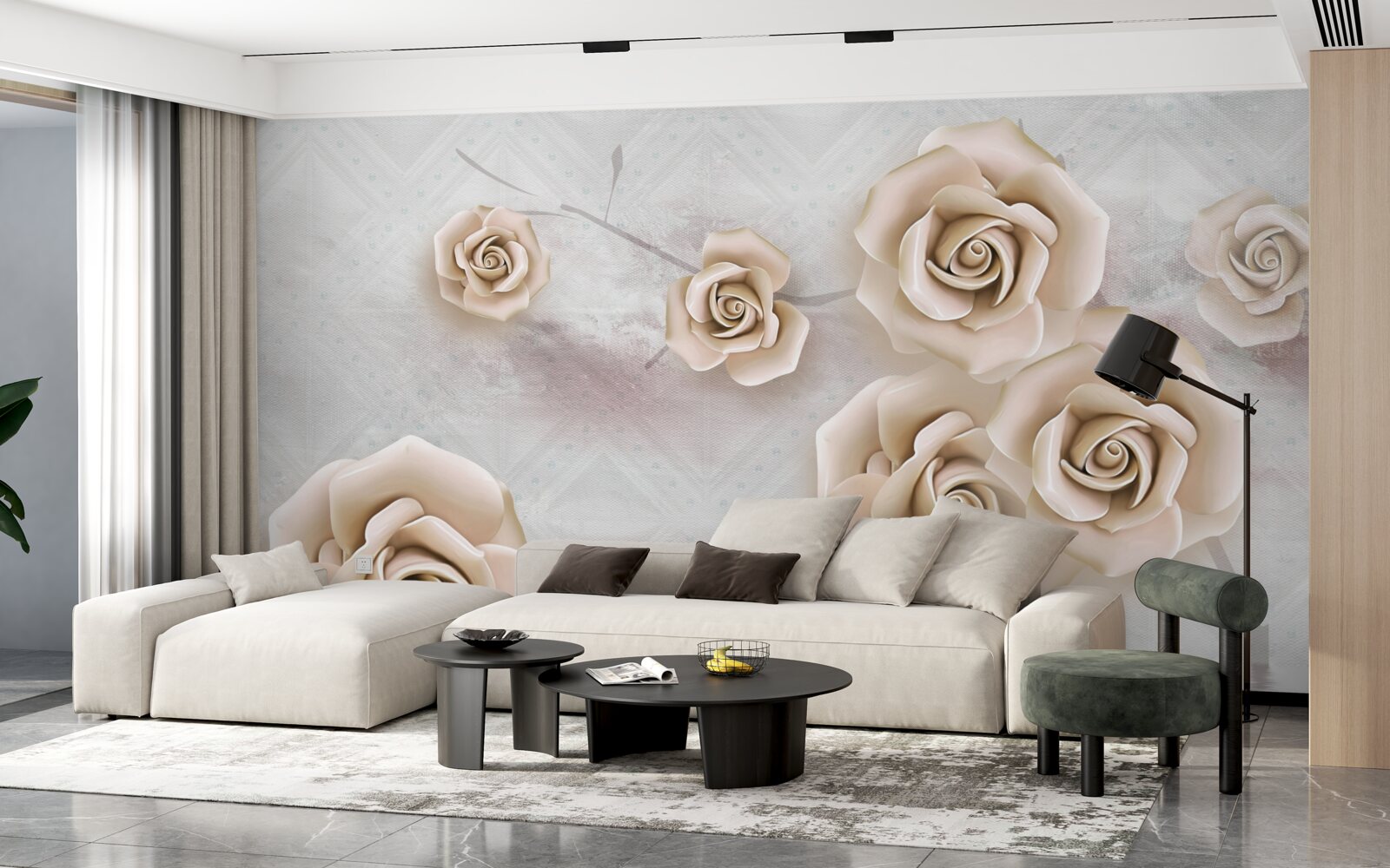 Papier peint rose couleur pêche au-dessus du liquide