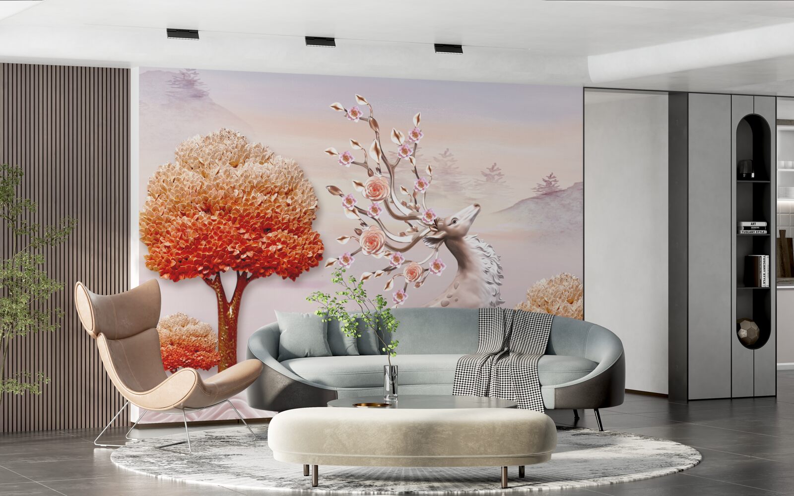 Papier peint cerfs majestueux dans les fourrés d'automne de la forêt