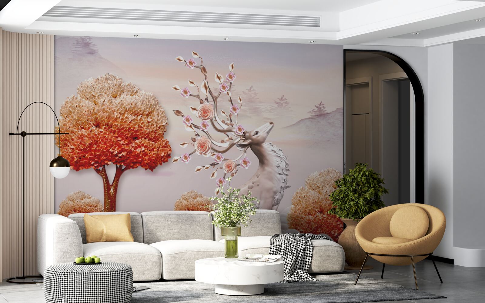 Papier peint cerfs majestueux dans les fourrés d'automne de la forêt