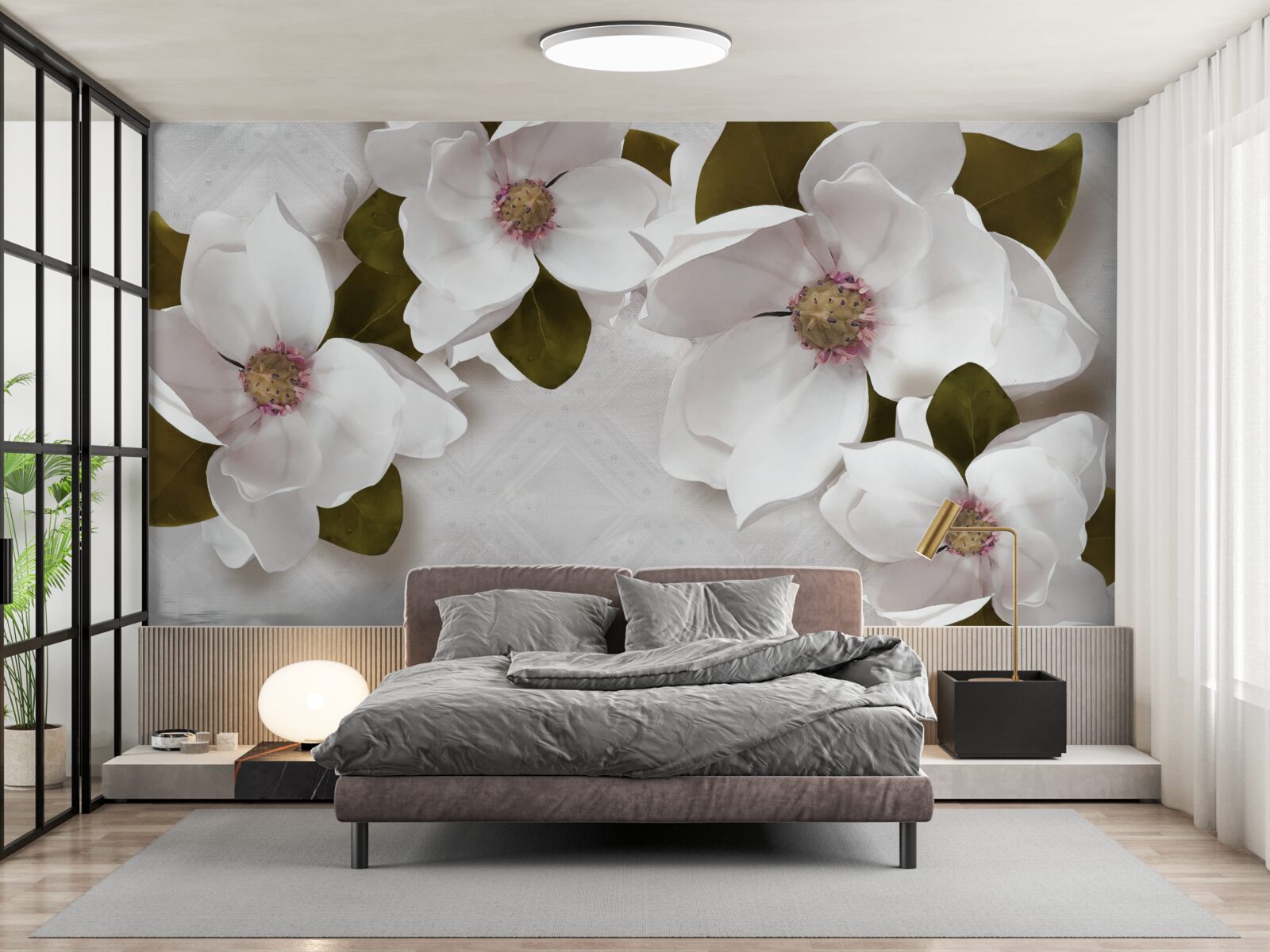 Papier peint jacinthes blanches