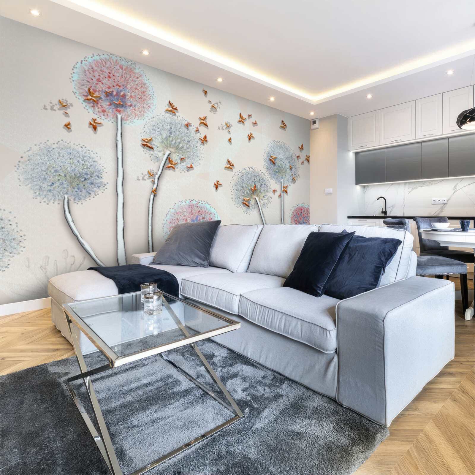 Papier peint un champ d'asclépiades enveloppe un vol de papillons