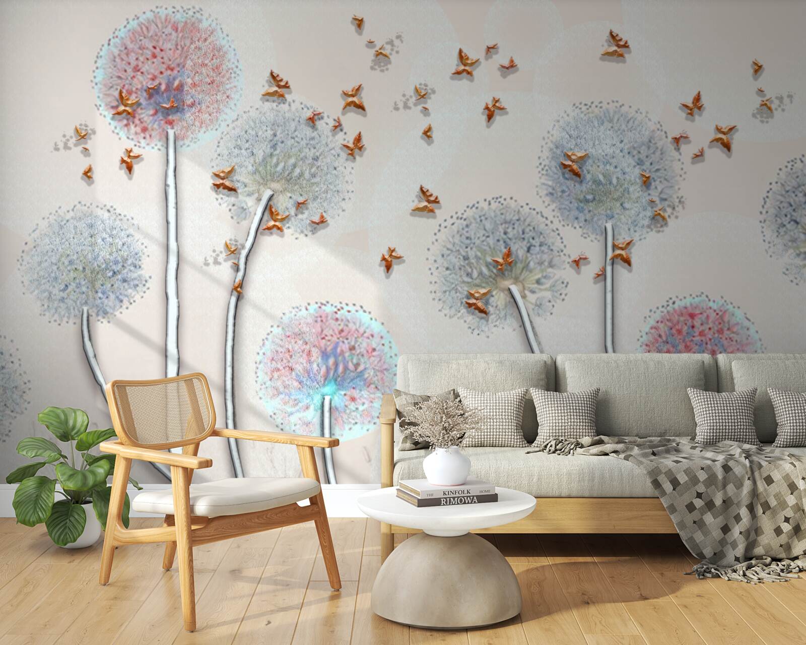 Papier peint un champ d'asclépiades enveloppe un vol de papillons