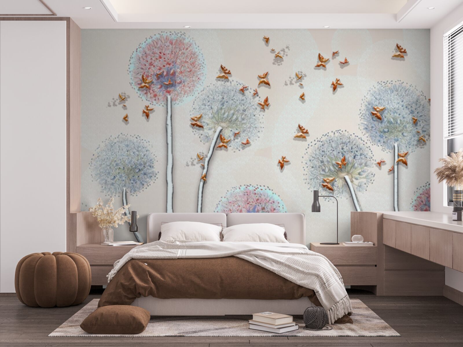 Papier peint un champ d'asclépiades enveloppe un vol de papillons