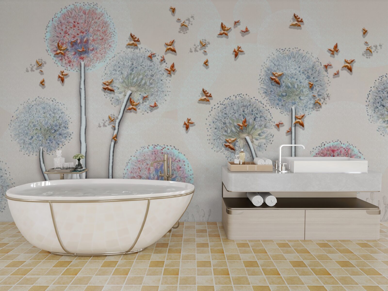 Papier peint un champ d'asclépiades enveloppe un vol de papillons